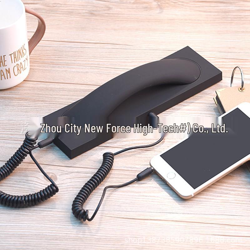 

Universal Mobile Earphone Mic: Compatible with Android, Apple, Landline Phones Matte Black (Handle + Base)