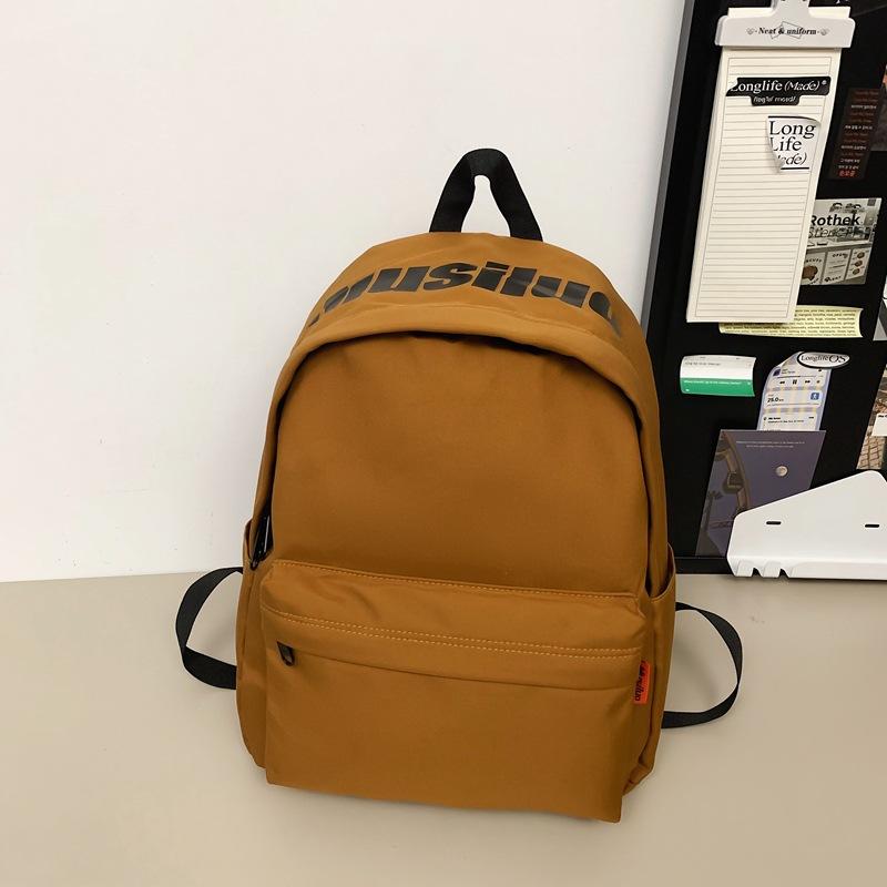 New Solid Color Popular Backpack Fashionable Simple Large Capacity High School Students Backpack School Bag
