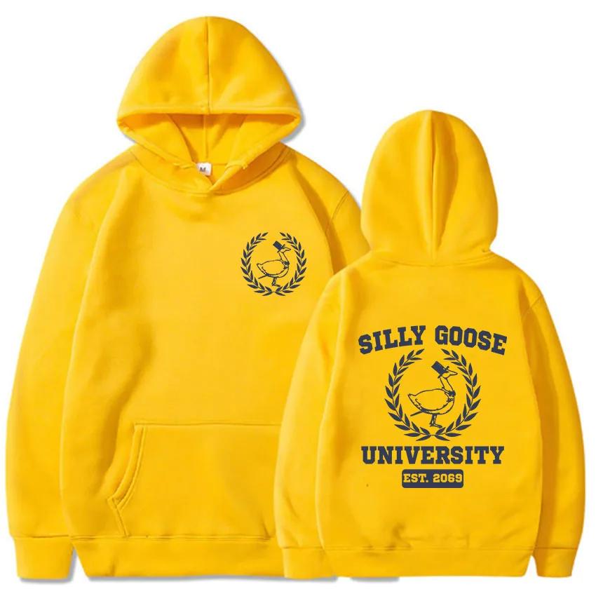 

Silly Goose University Graphic Hoodies Autumn Winter Sweatshirt Prevalent Fleece Pullover Long Sleeve Blouse Clothes 3XL
