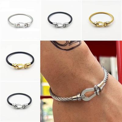 Armbånd med hestesko i rustfritt stål Flettede armbånd Enkel magnetlås Menn