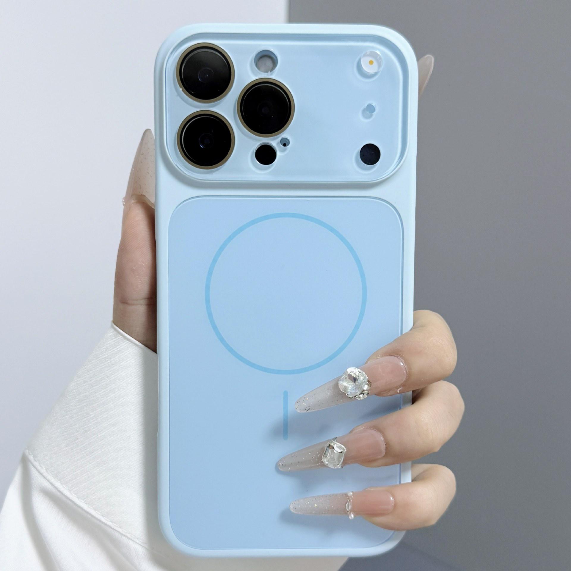 

Liquid Silicone Magnetic iPhone 17 Pro Max Case with Frosted Drop-Proof Protection and Fine Ring Apple 16 Cover iPhone 17