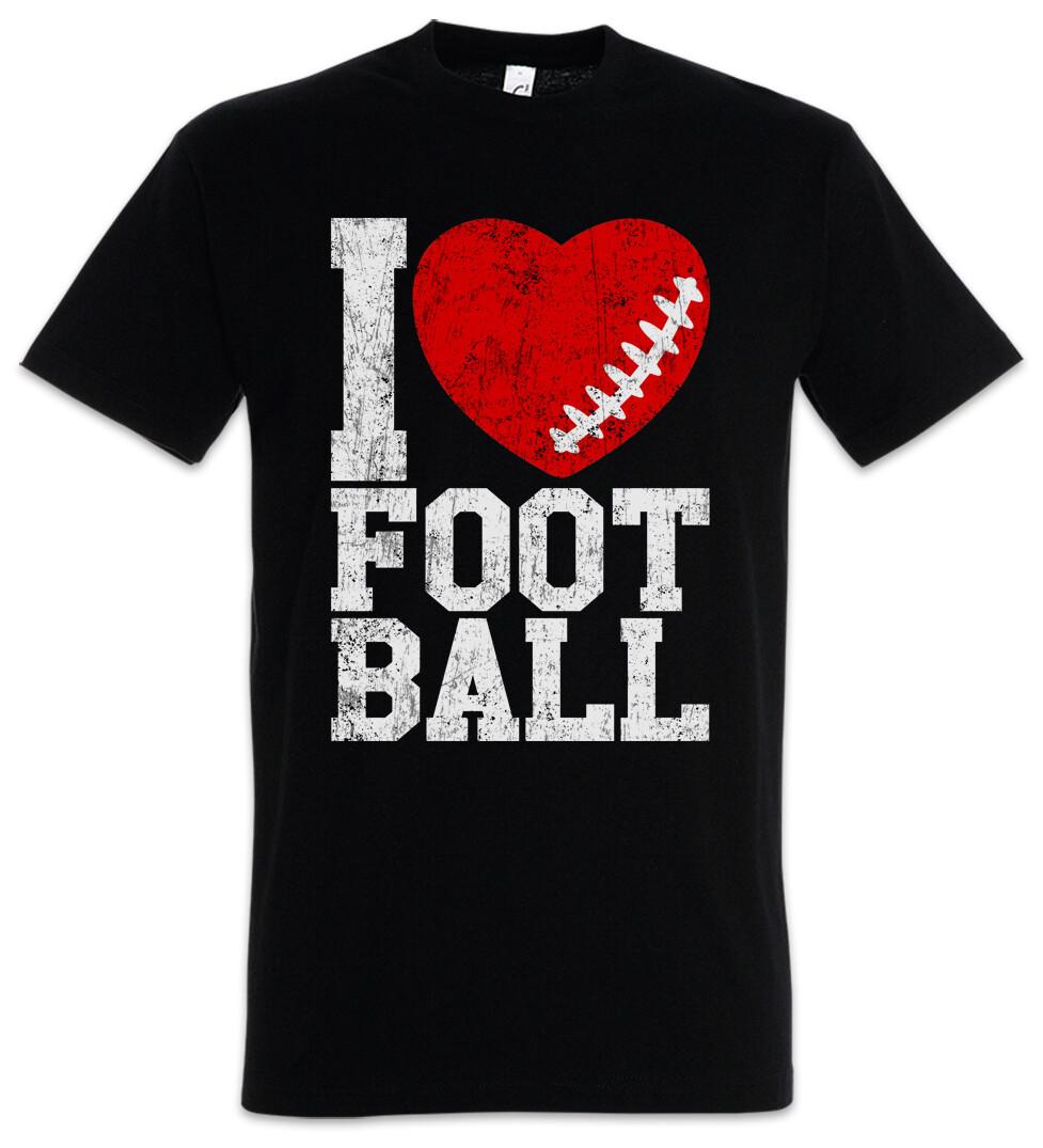I Love Football III Herren T-Shirt American US USA Hearts Heart Herz Love XS