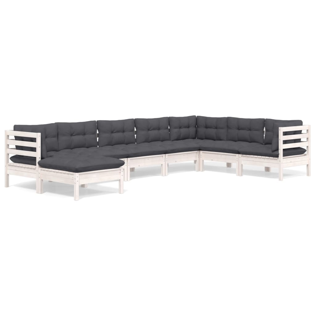 Vidaxl 8-Cz. Garden Lounge Set, With Cushions, White