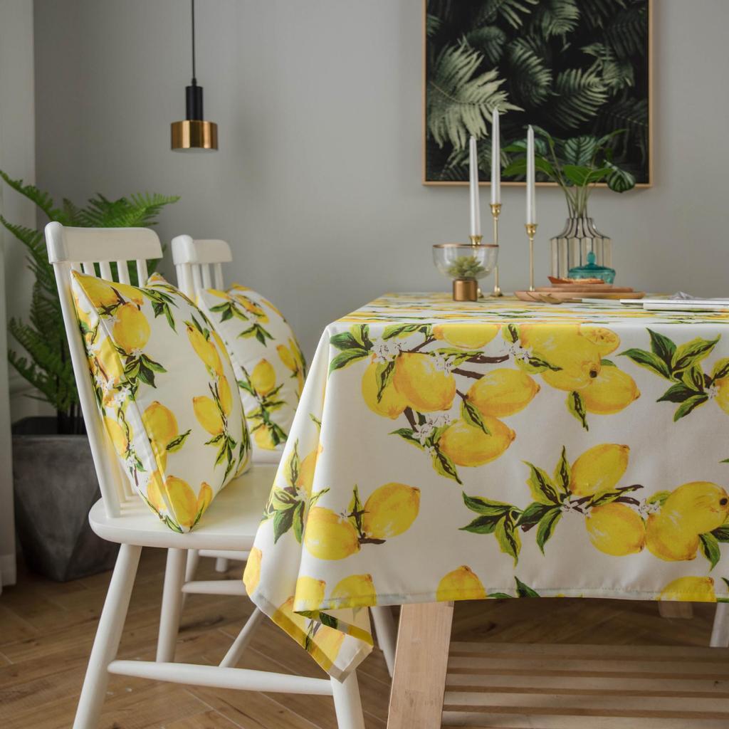 Waterproof Lemon Print Yellow Tablecloth - Korean Style INS Trendy Dining and Coffee Table Mat