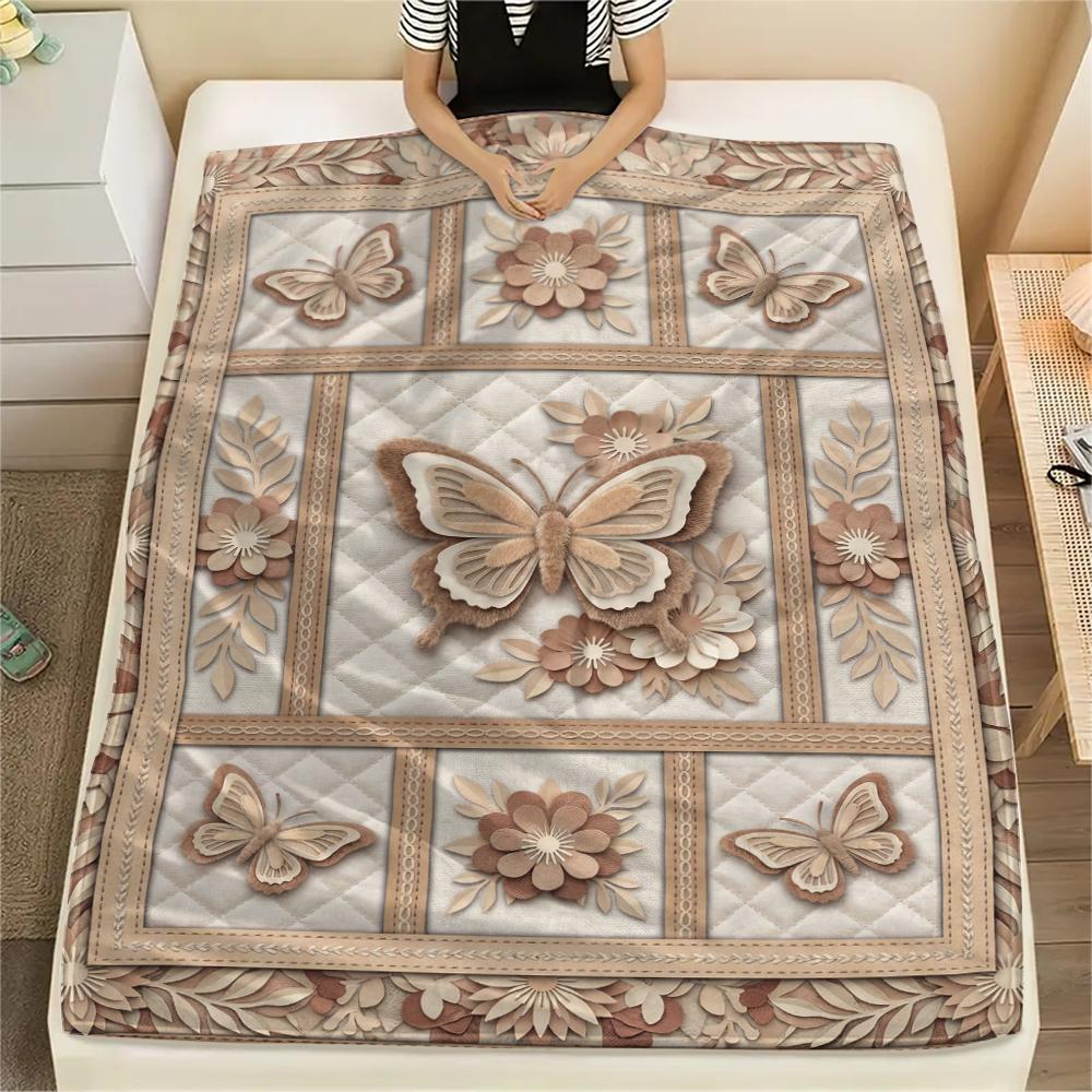 

Butterfly Decoration Print Flannel Blanket, High quality Comfortable for All Seasons, Home Decor, Warmth and Comfort, Perfect for Christmas Gifts16 80cm x 120cm
