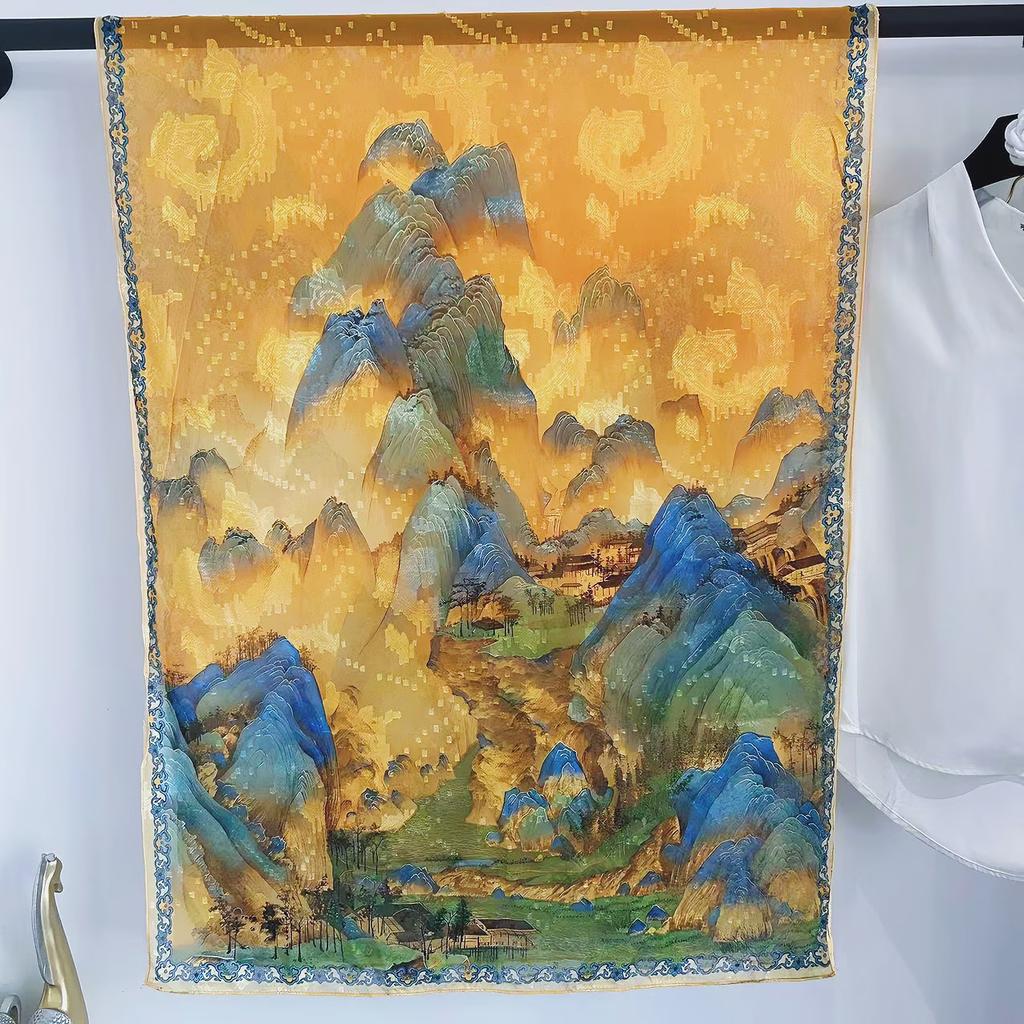 Simulationsseide Mode Blume-Schnitt Seidenschal Damen Einseitig Zweifarbig Blume Retro Schal