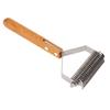 Pet Grooming Brush Stainless Steel Double Sided Dematting Deshedding Brush Dogs Shedding Tool with Wooden Handle
