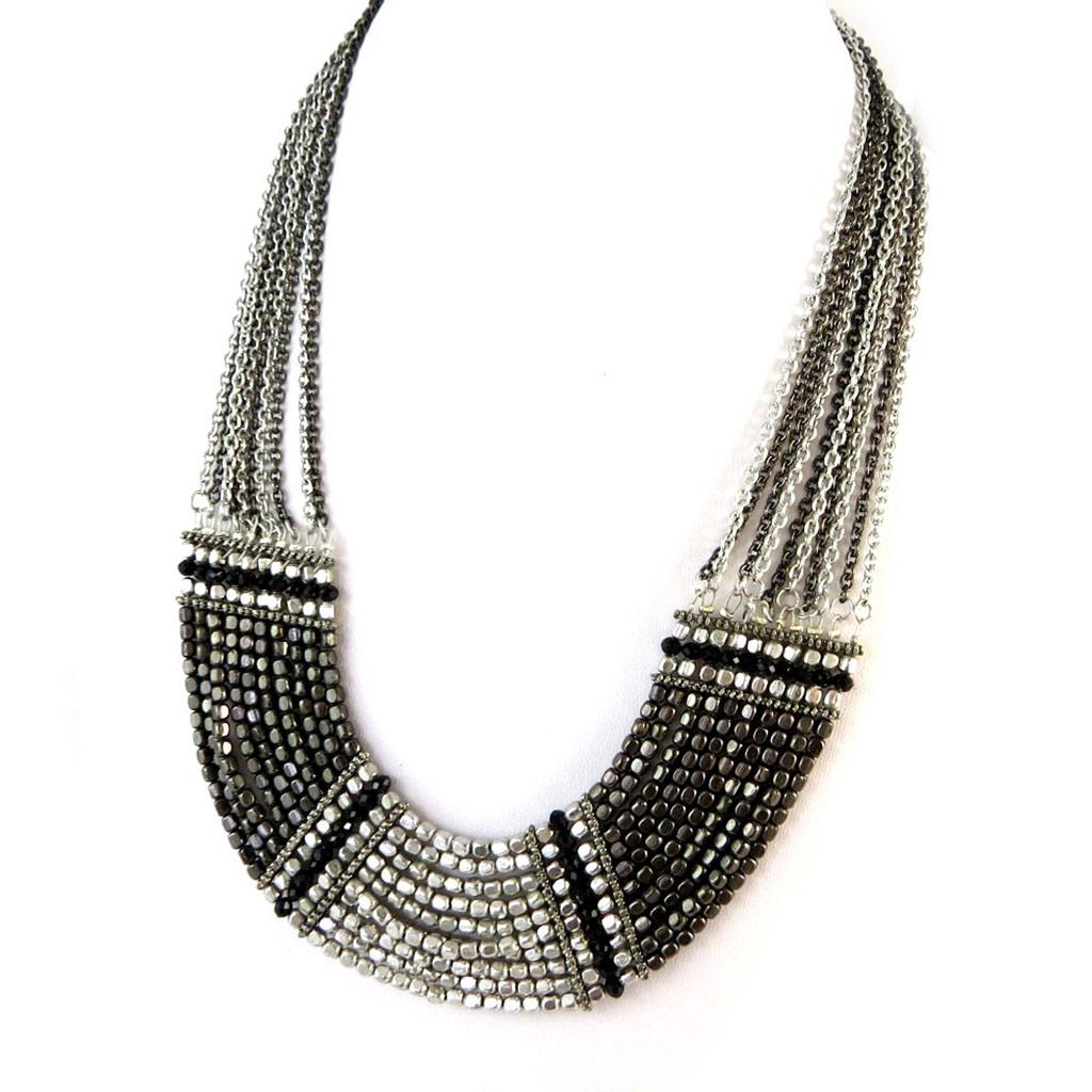 Les Trésors De Lily [N8143] - Silver Gray 'Cléopatra' Designer Necklace