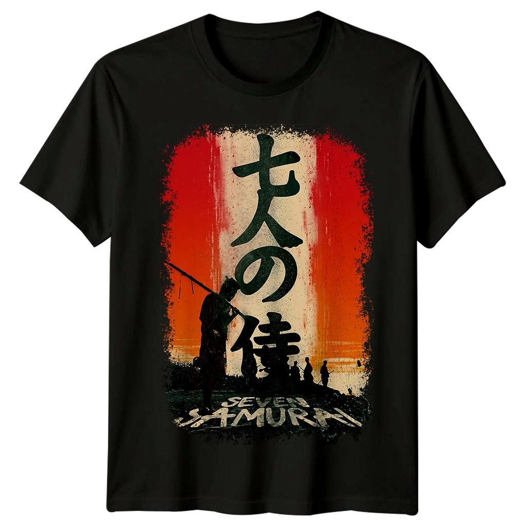 Seven Samurai (1954) Movie Poster Inspired 100% Cotton T-shirt Mens Tees Top Retro Tee Unisex