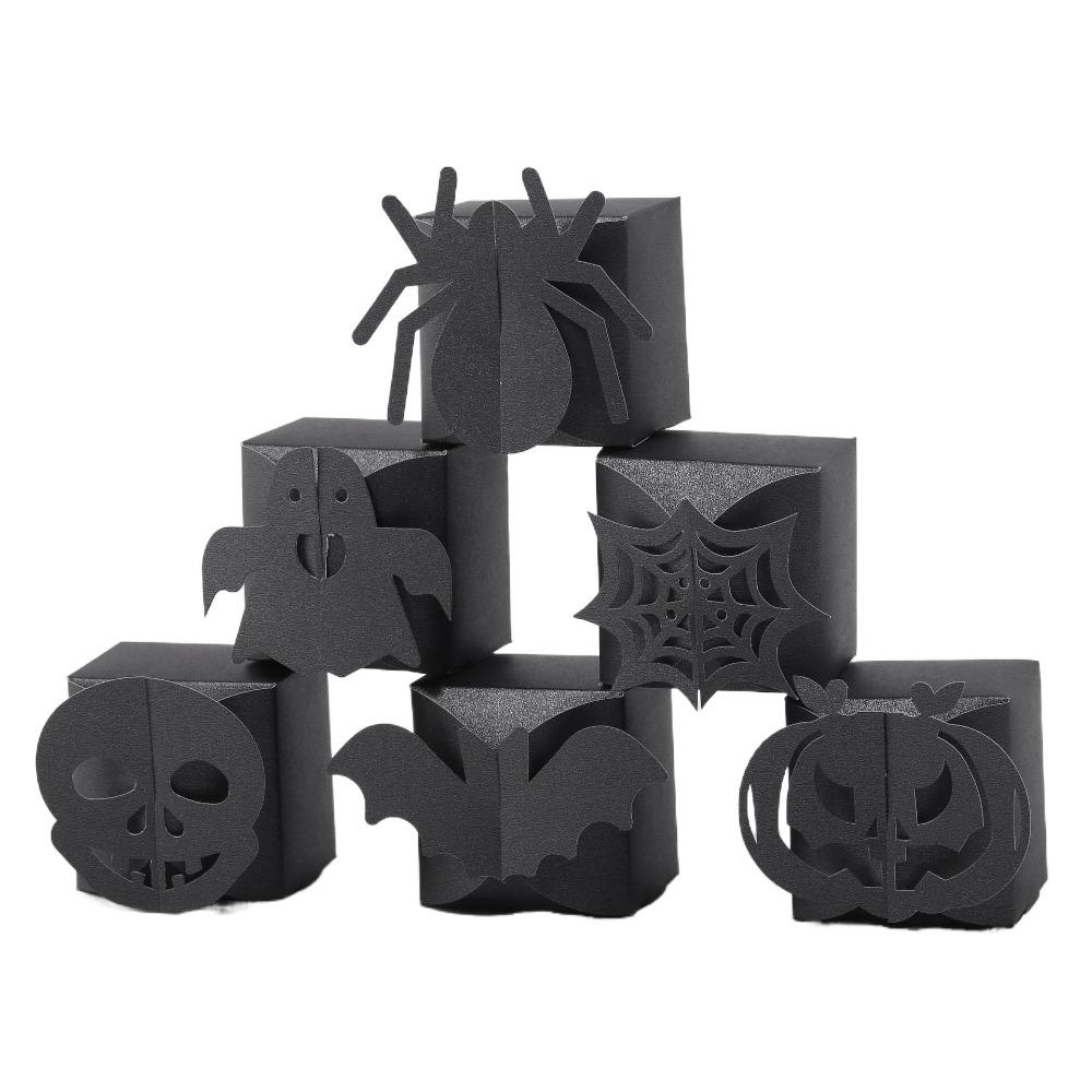 24pcs Spider/Pumpkin/Ghost Pattern Candy Packing Box Paper Snack Packaging Bag Grocery Store