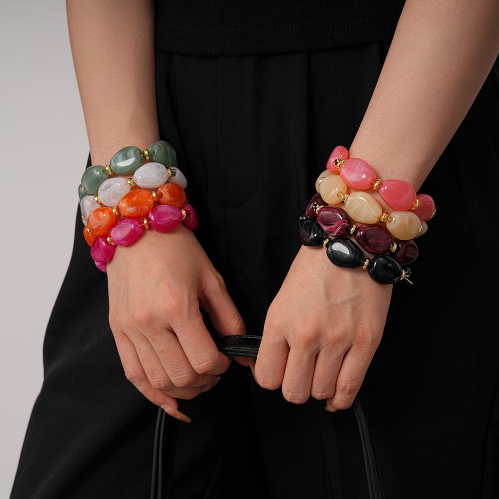 Bohomia Irregular Acrylic Oval Elastic Beaded Strand Bracelets for Women Vintage Leisure Bracelet Fashion Jewelry Gifts