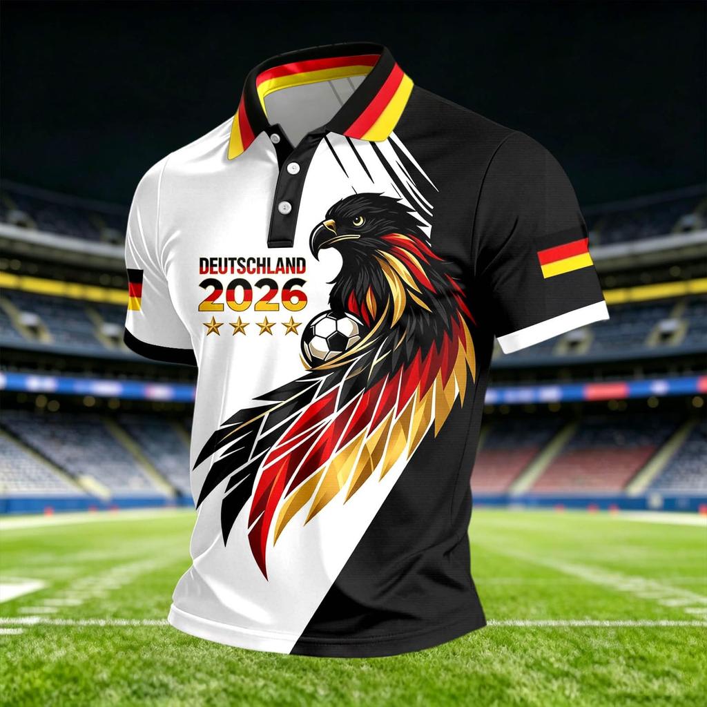 Men's Casual Printed Crew Neck Lightweight Breathable Polo Short Sleeve Shirt Suitable for Everyday Wear and Outdoor Activities