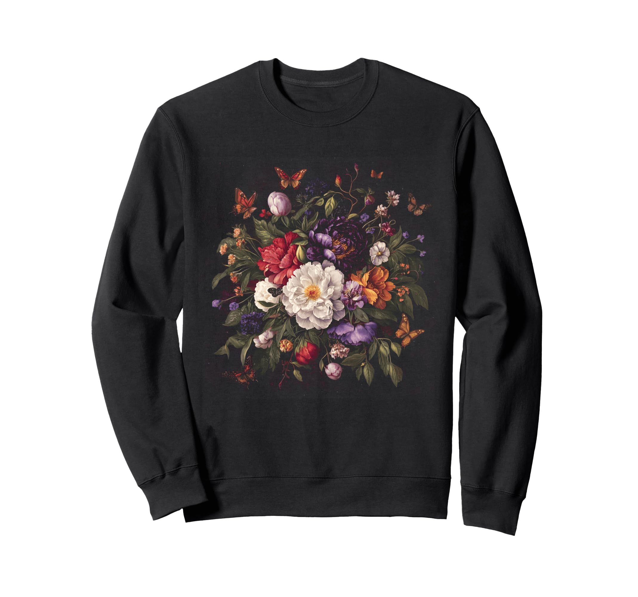 

Vintage Floral Butterfly Aesthetic Shirt Botanical Nature Sweatshirt чёрный
