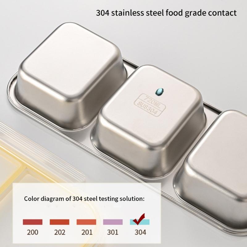 Stainless Steel Bentos Box with Plastic Lid Multi Compartment Design Leak Proof Lunch Container For Work Travel