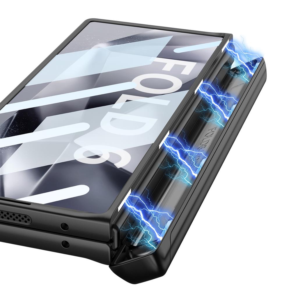 Hard Armor Hinge Protection Phone Cover for Samsung Galaxy Z Fold 6 Case with Pen Slot Bracket Screen Protector