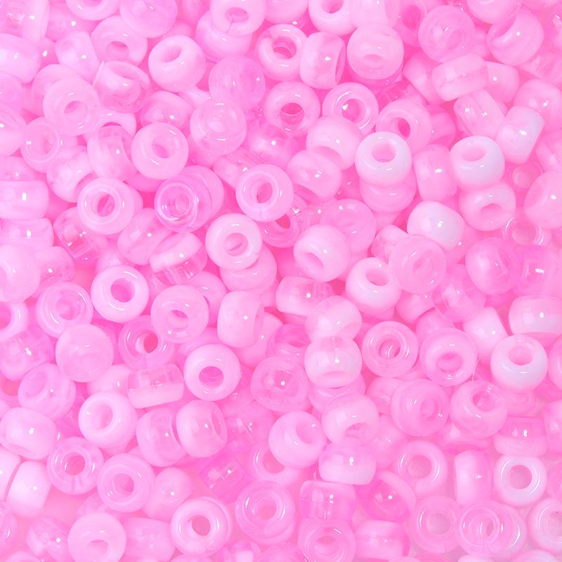 

100 шт. прозрачных матовых бусин-бочонков с большим отверстием - цветные луковые пудровые пластиковые бусины-пони для дредов и париков 100 pcs/pack