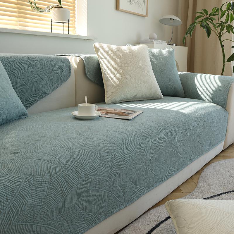 Solid Color Pure Cotton Sofa Cushion for All Seasons, Non-slip Solid Color Fabric Simple Cushion, Leather Sofa Cover Cover