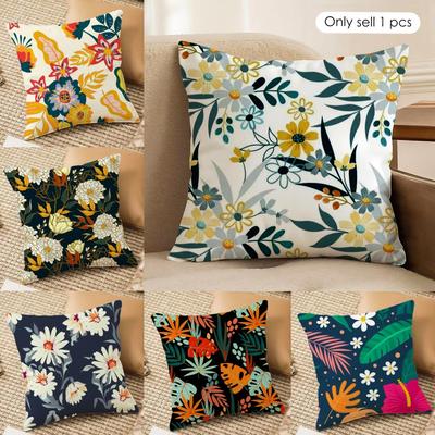 Classic Fresh Floral Pattern Cushion Cover Soft Plush Fabric DoubleSided Printed Cushion Covers for All Seasons Home Decor