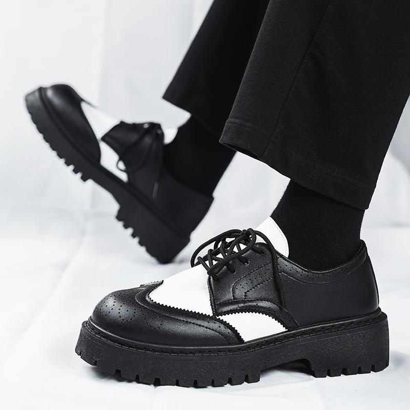 English-style Casual Casual Shoes Thick-soled Height-increasing Derby Shoes Simple Fashion Low-top Men's Shoes Zapatillas Hombre
