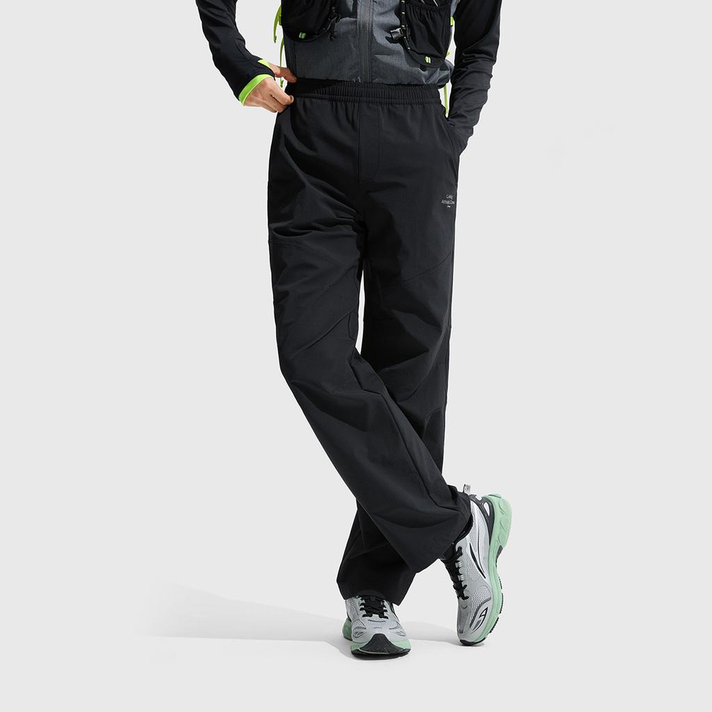 Li-Ning Fitness Series Flat Waist Mid-Rise Woven Sports Casual Pants Men bottoms Black AYKU731-1