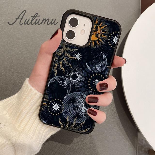 Blue Sun and Moon Phone Case for iPhone 11 12 13 14 Pro Max Mini X XR XS SE 2020 6S 7 8 Plus Samsung Galaxy S21 S22 Cover Shell