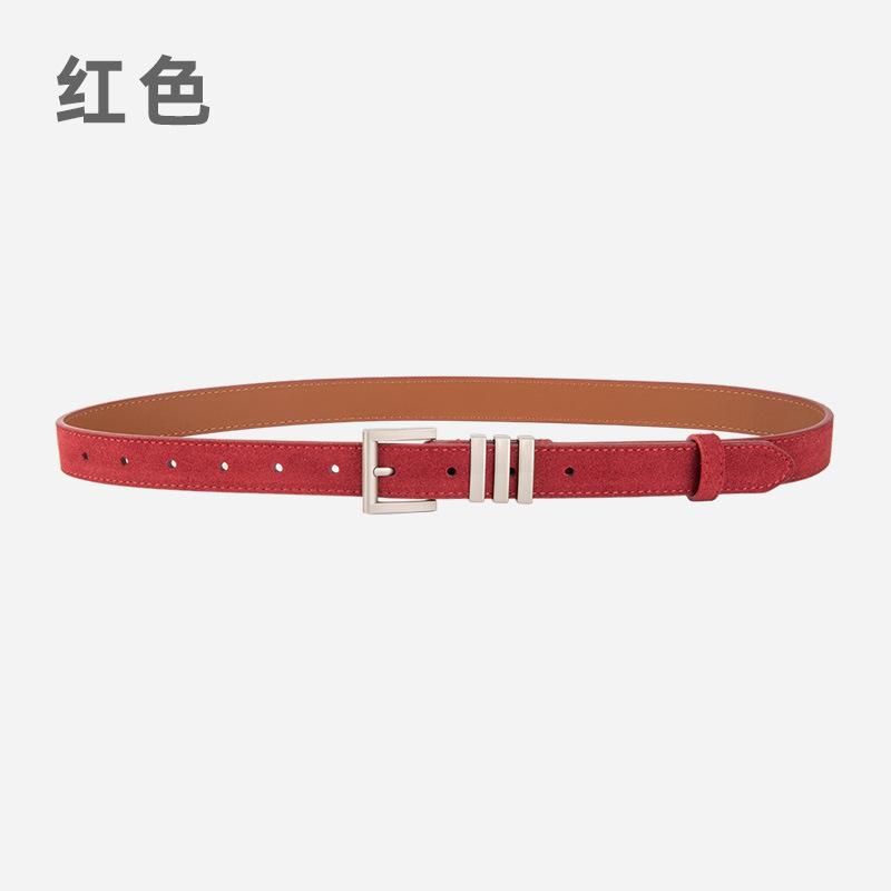 Ladies Premium Belt Dress Frosted Velvet Leather Decorative Vintage Belt Women'S