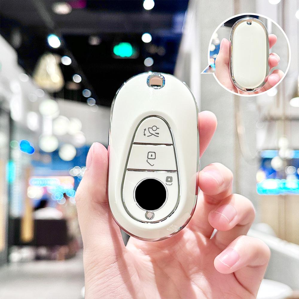 Smart Remote Car Key Case Cover Fob Bag For Mercedes Benz Eqs Eqe Class W206 W214 W223 C236 C E S Cle Glc Keyless Protector