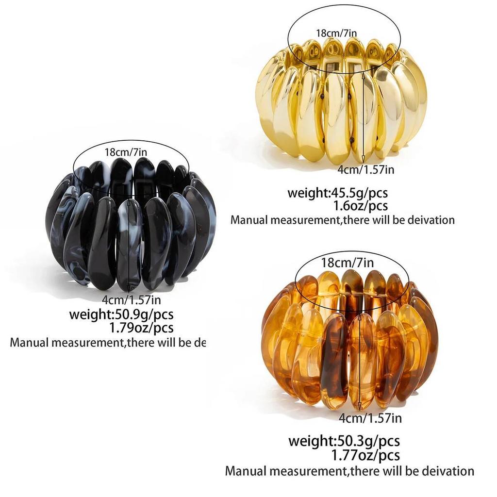 Ingemark 7 Colors Vintage Elastic Resin Plastic Bangles for Women 2025 New Trend Boho Geometric Round Bracelets Y2K Jewelry Gift