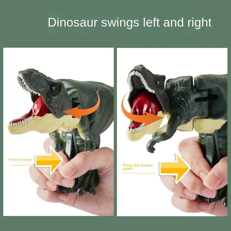 18Cm Biting Green Red Tyrannosaurus Rex Dinosaur Hand Control Spring Swing Decompression Fingertip Kids Toy Birthday Boy Gift