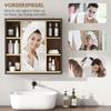 Badezimmerspiegel-Schrank, 6 offene Fächer, 3-stufiges Regal, Wandmontage, Eiche