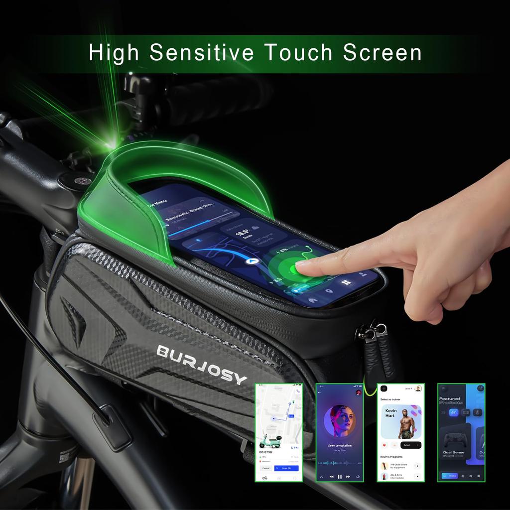 Bicycle Top Tube Bicycle Road Smartphone Waterproof Frame Compatible with 7 Inch Large TPU High Touch Comes with Rain Light Abrasion Shock Easy To