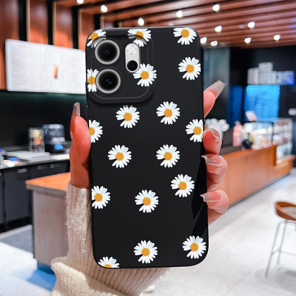 For Oppo Reno 14F 5G Phone Case Sunflower Patterns Soft Liquid Silicone Shell For OppoReno14F 14 F Camera Coverage Durable Capa