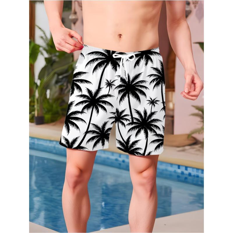 

Hawaiian style beach shorts worn outside casual shorts blue and green gradient coconut tree print shorts 5XL