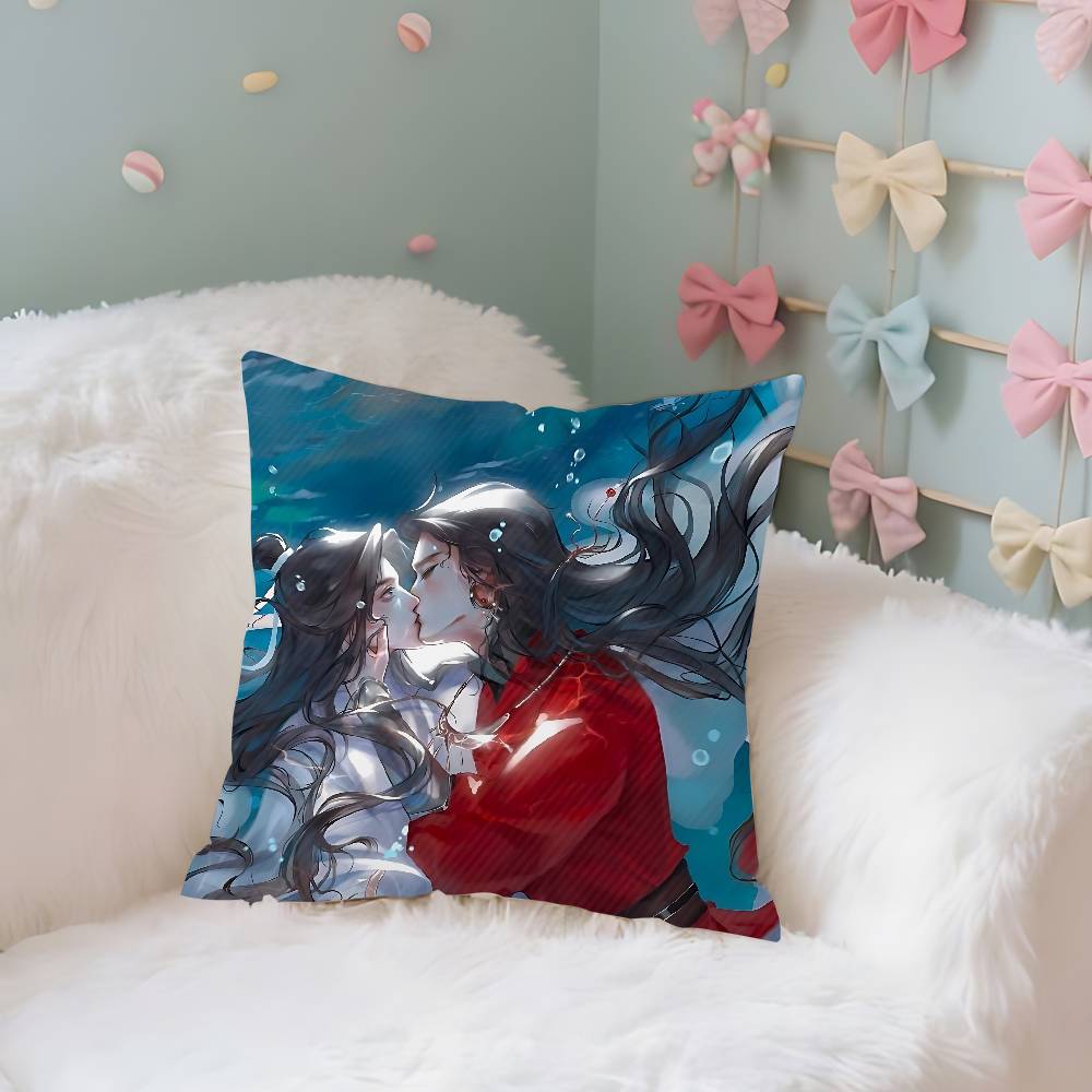 HHeaven Officials Blessing Case Plush Fabric Soft Pillowcase Double Sided Print Cushion Cover Household Gifts