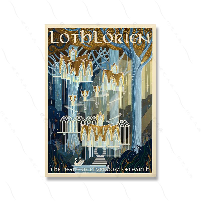 Ring Art Poster Wall Retro Travel Abstract Canvas Vintage Film Mordor Castle Lord Magic Painting Kid Bed Room Home Decor Picture