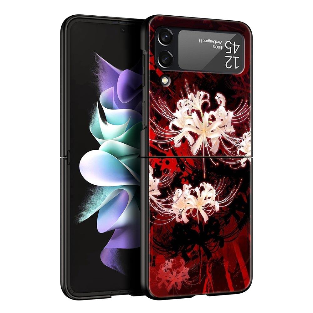 

Hard PC Phone Case For Samsung Galaxy Z Flip 7 6 5 4 Black Cover For Galaxy Z Flip 3 Foldable Shockproof Lycoris Radiata Fundas Z Flip 7