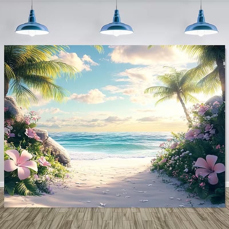 Paradise Beach Tapestry for Travel Lovers, Nature and Coastal Style Room