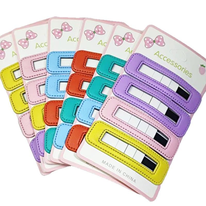 Square Leather Hairpin for Girls - Trendy Student Fashion Clip for Side Bangs and Back of Head