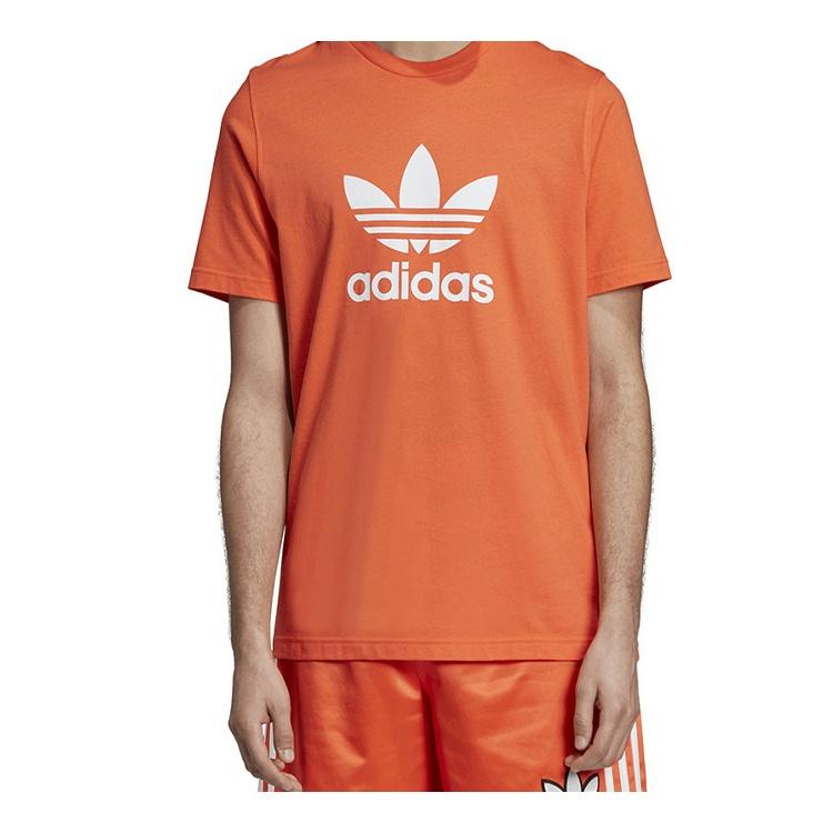 adidas Originals Trefoil Chest Logo Sports Short Sleeve Orange Yellow Men's DZ4572