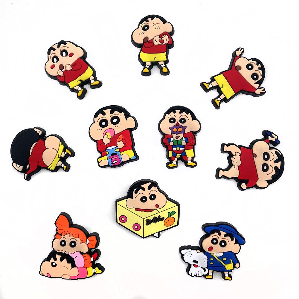 Crayon Shin-chan Funny Hole Shoe Buckles: Soft Rubber Shoe Accessories with Floral Design