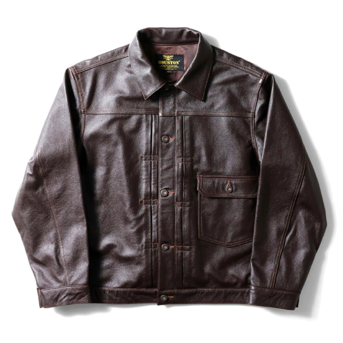 

Jacket Leather Track Jacket 1st Type T Back Laurel Button Black Brown First Type Jacket Cow Leather Cowhide 8215 [Houston] коричневий