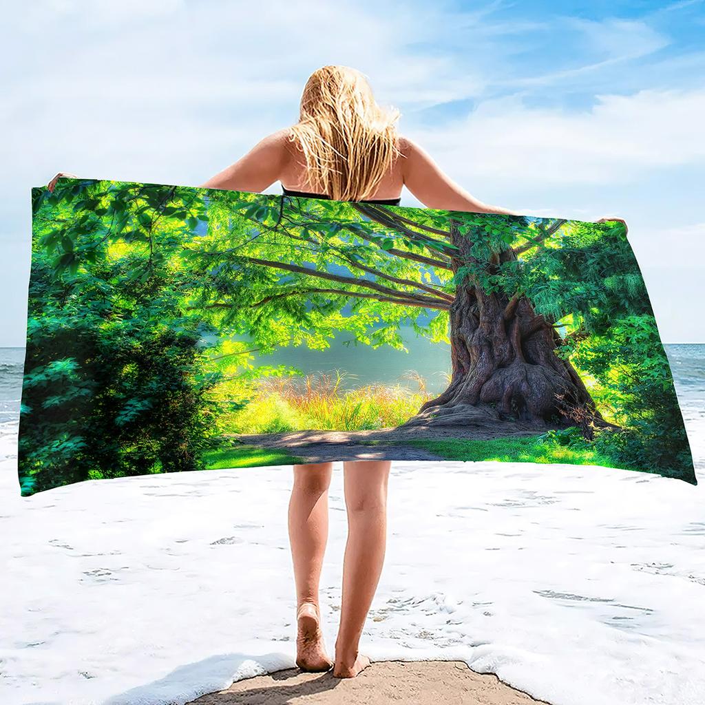 Forest Series Seaside Vacation Beach Towel Swimming Bath Towel Microfiber Sports Towel
