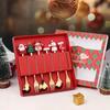 6Pcs Christmas Fork And Spoon Set,Stainless Steel Creative Tableware,Coffee Tea Dessert Forks And Spoons Gift Set