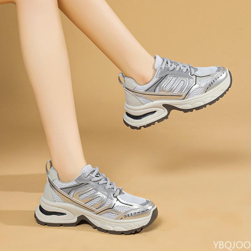 Fashion Retro Spring Autumn New Women Thick Soled Dad Shoes 2025 New Height Increasing Anti Slip Sports Leisure Shoes Sneakers Platform