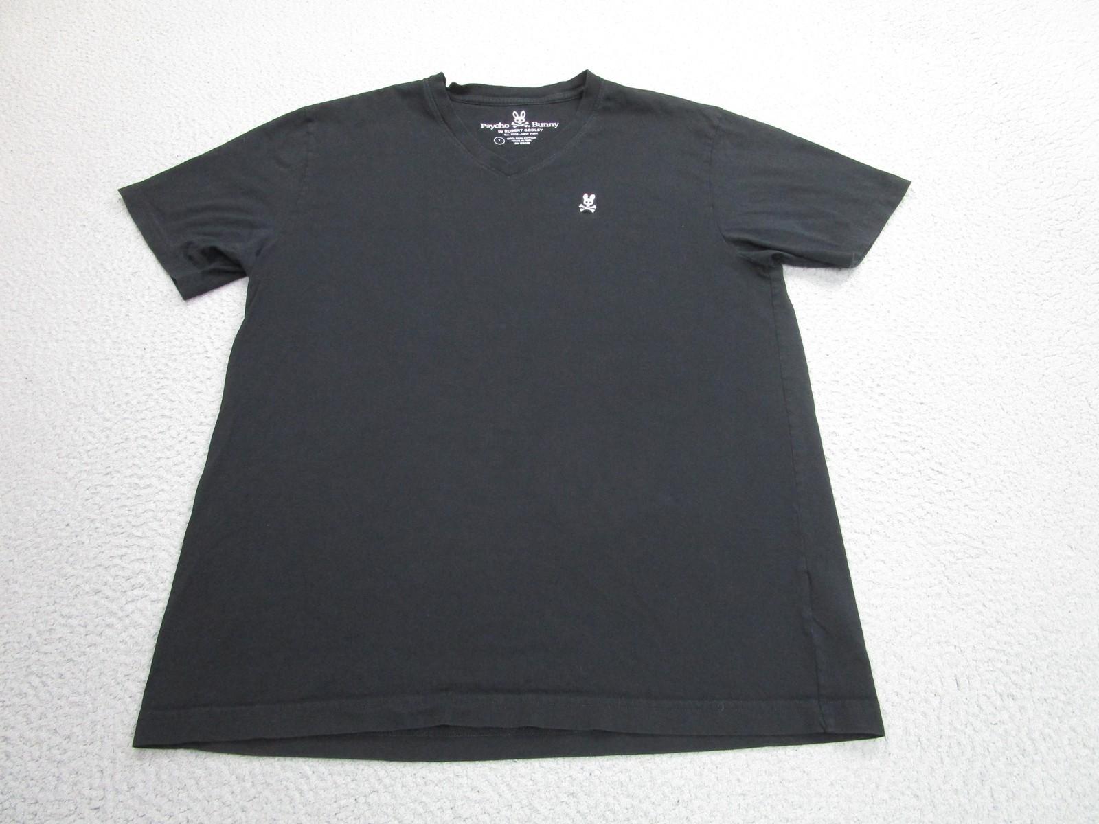 Psycho Bunny Shirt Mens 3XL Black V Neck Pima Cotton Skull Logo Tagless Tee XL
