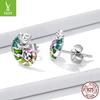 Yin Ziyun Platinum-Plated Chameleon Earrings: Cute Animal S925 Silver for Men & Women - Model BSE587