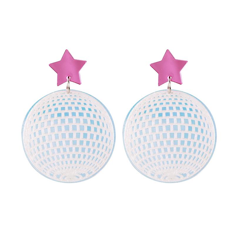 

Vintage Rainbow Disco Ball Acrylic Drop Earrings for Women Funny Big Colorful Pixels Round Dangle Earrings Trending Jewelry