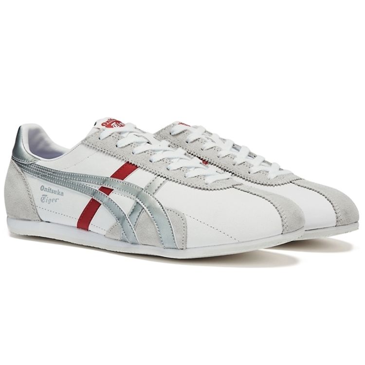 ONITSUKA TIGER Runspark Retro Comfortable Synthetic Leather Non-Slip Wear-Resistant Low-Top Running Shoes Unisex Sneaker White Silver Red 1183B480-101