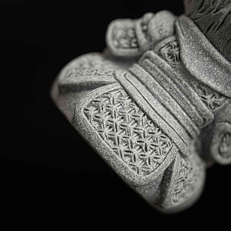 Sunwukong Sandstone Sitting Monkey Buddha Statue Monkey Figure Ornament Collectible Desktop Decoration Tea Pet Indoor Outdoor