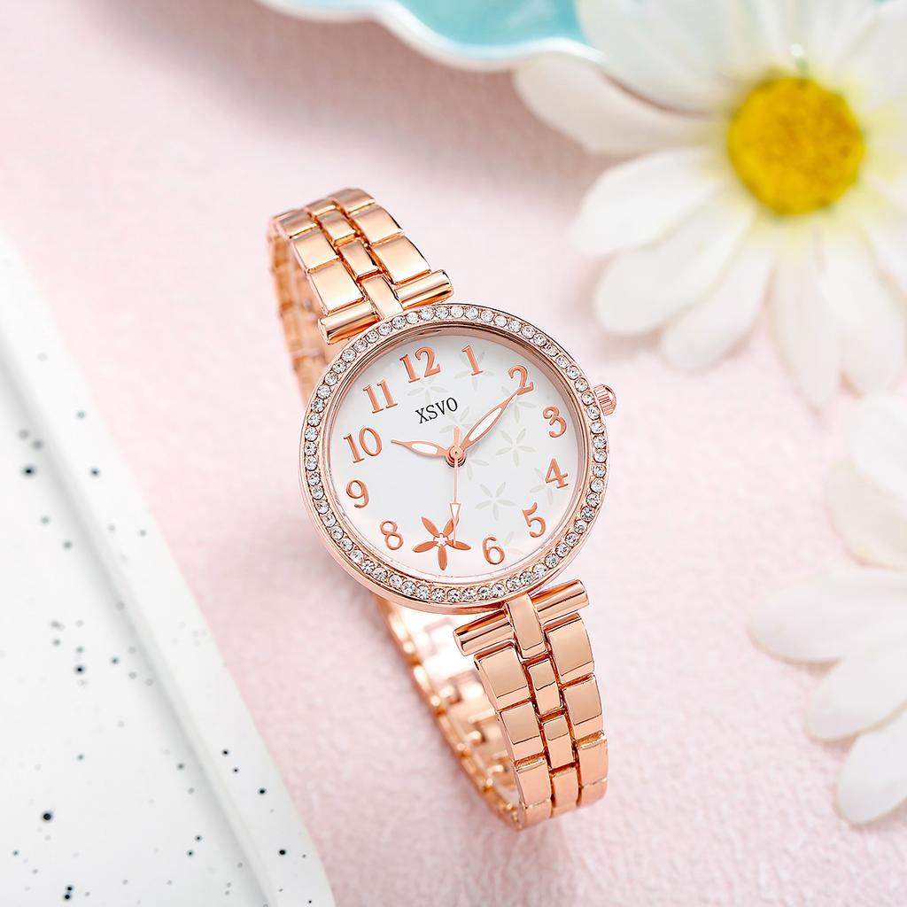 No gift box New style women's watches female small public ins simple small public fashion versatile   daisy jewelry 4-piece set